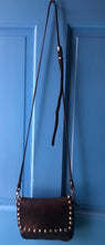 Load image into Gallery viewer, Small Washed Black Leather Crossbody Bag with Matera Studs
