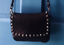 Load image into Gallery viewer, Small Washed Black Leather Crossbody Bag with Matera Studs