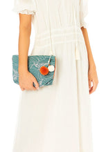 Load image into Gallery viewer, Embroidered Clutch with Pom-Pom Tassel