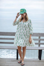 Load image into Gallery viewer, Short Green Print Cotton Dress