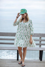 Load image into Gallery viewer, Short Green Print  Cotton Dress
